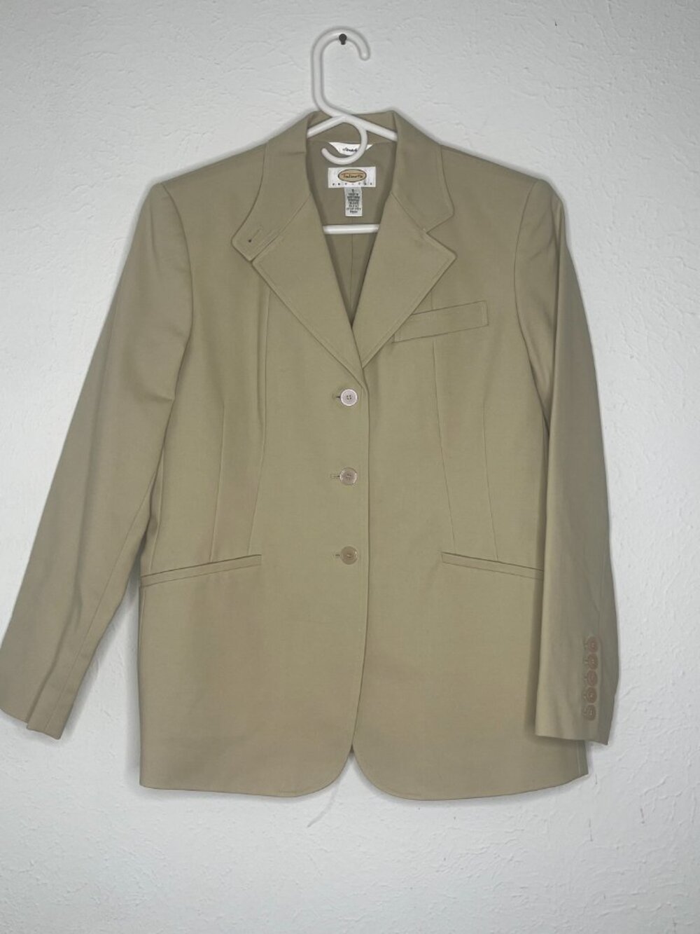 Women's Talbots Beige Tan Suit Jacket Blazer Lined Stretch Size 6 Petites